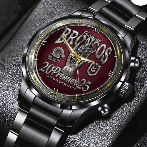 Brisbane Broncos Premiers 2025 Black Stainless Steel Watch – TMTHU1399