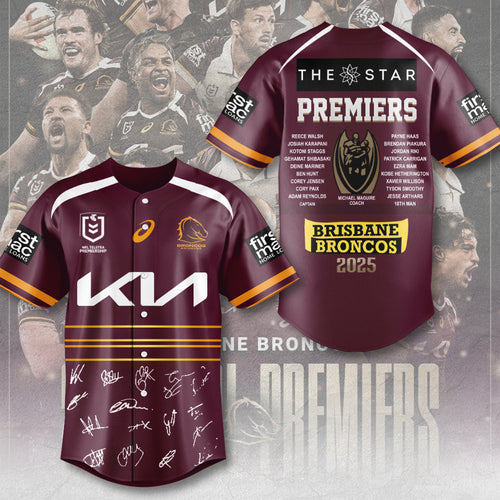 Brisbane Broncos 2025 Premiers Baseball Jersey – MAITM13535