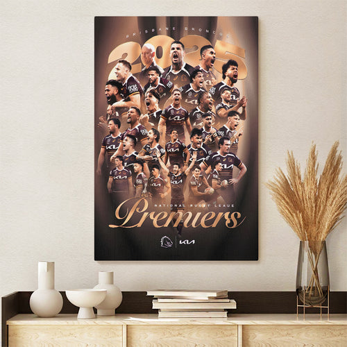 Brisbane Broncos Premiers 2025 Rectangle Canvas With Inner Frame – TANTN17892