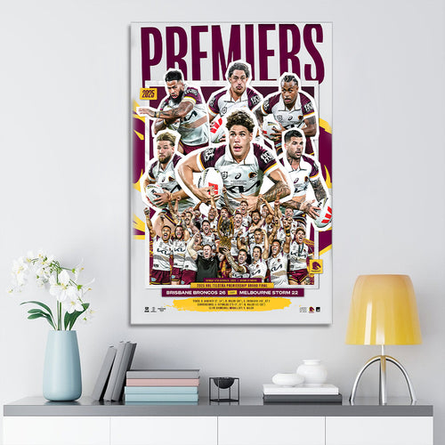 Brisbane Broncos Premiers 2025 Rectangle Canvas With Inner Frame – TANTN17278