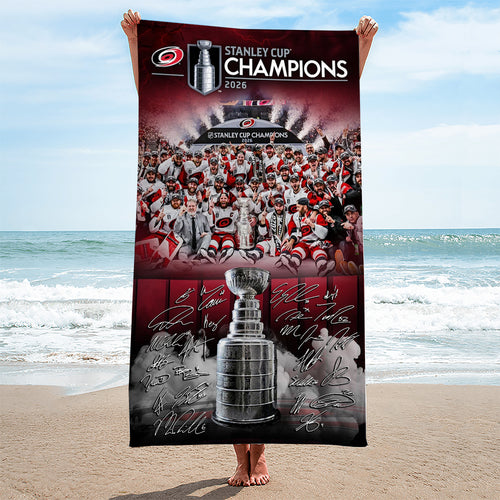 Carolina Hurricanes 2026 Stanley Cup Champions Rectangle Beach Towel – TMTHU6825