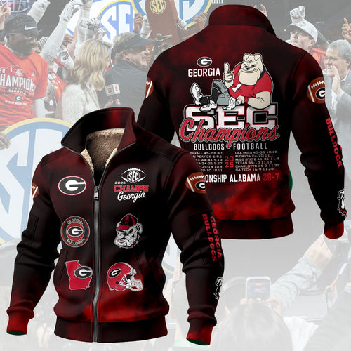 Georgia Bulldogs Football 2025 SEC Champions Thick Knit Fleece Jacket – HOATT15050