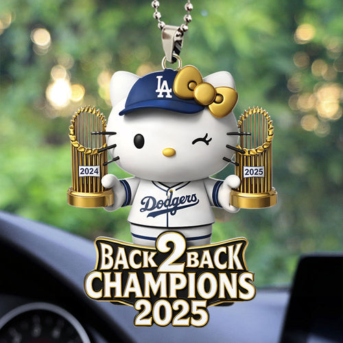 Hello Kitty x Los Angeles Dodgers Custom shape 2-sided Acrylic Car Ornament – TMTHU2725
