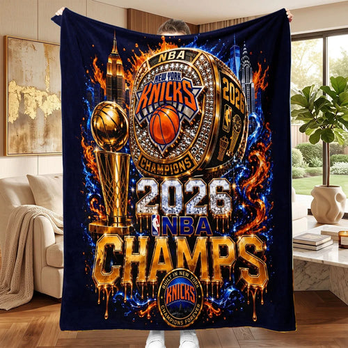 New York Knicks NBA Champions 2026 Fleece Blanket – TMTHU8915