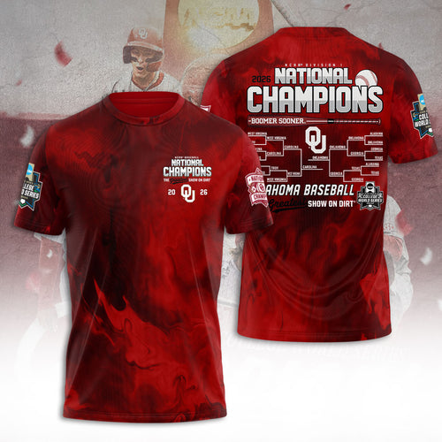 Oklahoma Sooners 2026 NCAA Baseball Men's College World Series Champions 3D Apparel – TANTN23849