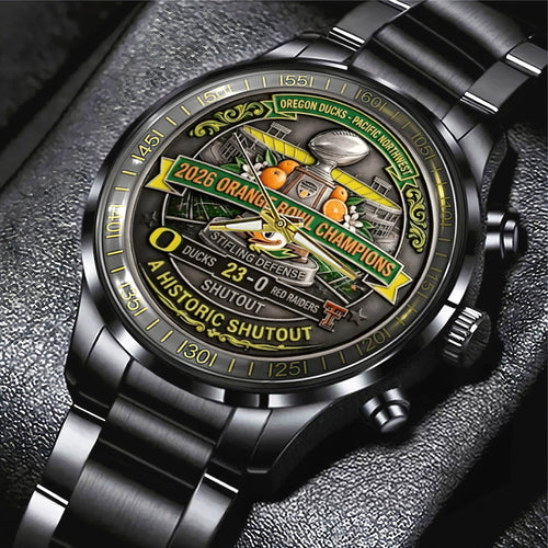 Oregon Ducks Football Orange Bowl Champions Black Stainless Steel Watch – MAITM14355