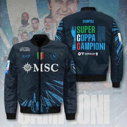 S.S.C. Napoli 2025 Italian Super Cup Champions 3D Bomber Jacket – HOATT15311