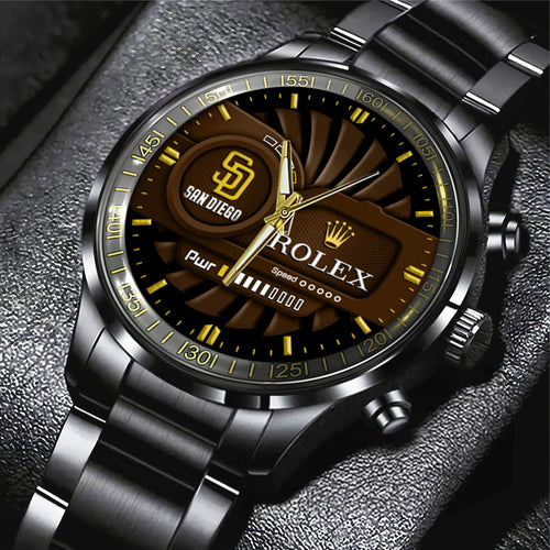 San Diego Padres Black Stainless Steel Watch – MAITM13445