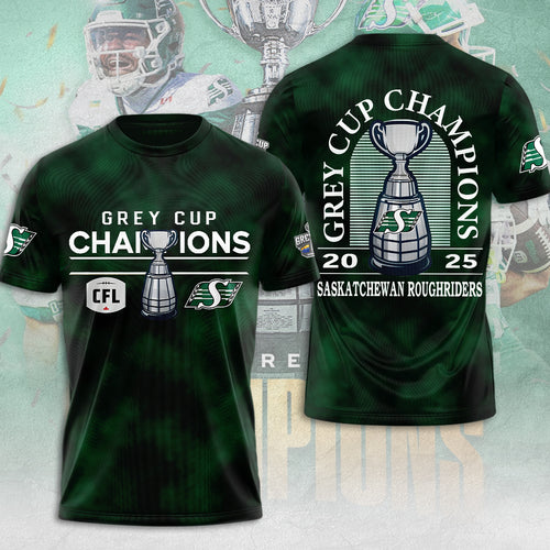 Saskatchewan Roughriders 2025 Grey Cup Champions 3D Apparel – MAITM13802