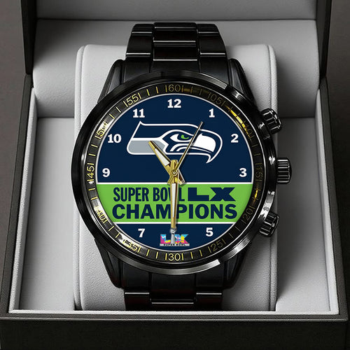Seattle Seahawks 2025 Super Bowl LX Champions Black Stainless Steel Watch – TANTN20990