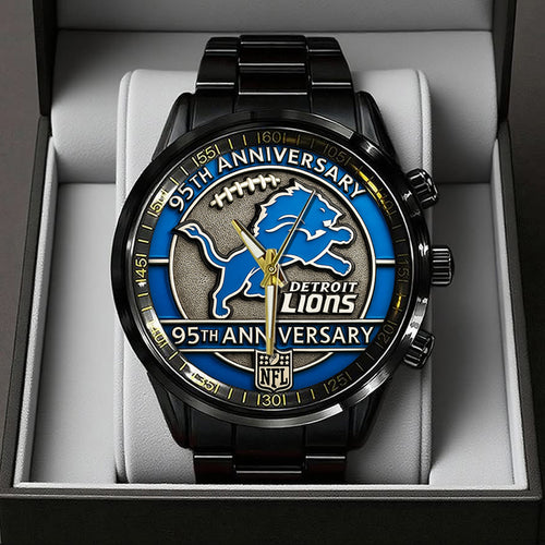 Detroit Lions 95th Anniversary 2025 Black Stainless Steel Watch – TANTN15890