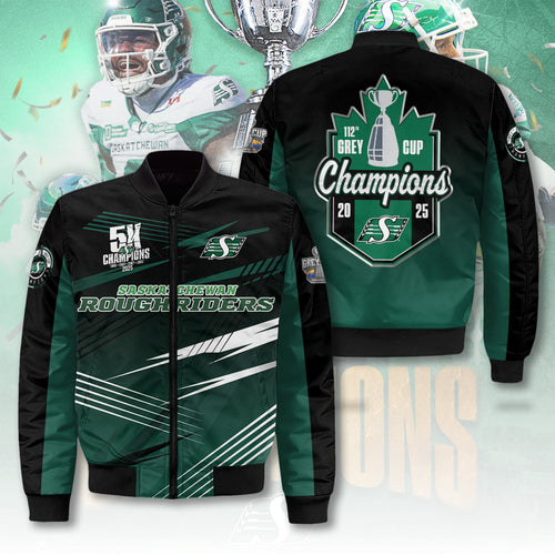 Saskatchewan Roughriders 2025 Grey Cup Champions 3D Bomber Jacket – TANTN18980