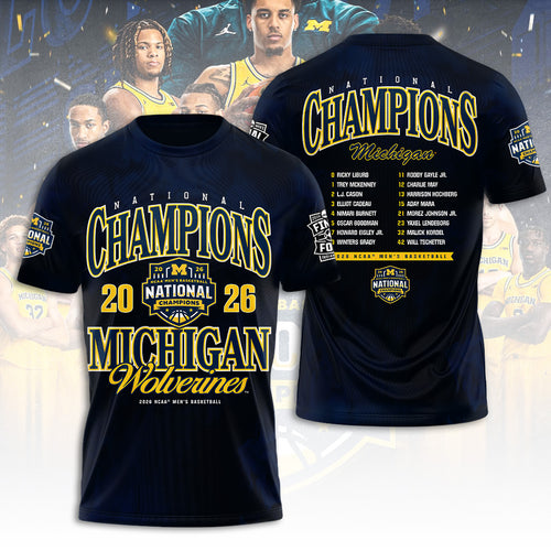 Michigan Wolverines 2026 Men's Basketball National Champions 3D Apparel – TANTN22186