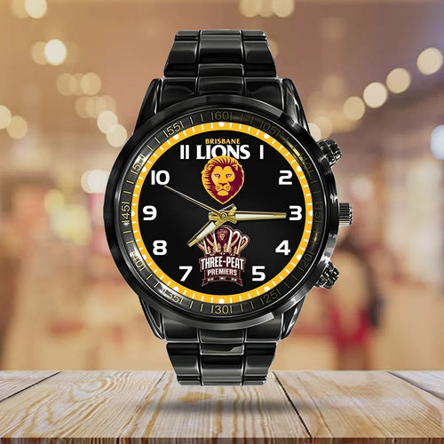 Brisbane Lions 2026 AFL Premiers Black Stainless Steel Watch – TANTN25838