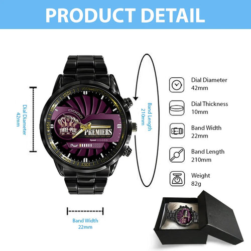 Brisbane Lions 2026 AFL Premiers Black Stainless Steel Watch – TANTN25849