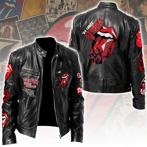 The Rolling Stones Motorcycle Leather Jacket β TANTN22786