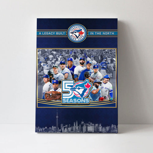 Toronto Blue Jays 50th Anniversary Rectangle Canvas With Inner Frame – TANTN21951