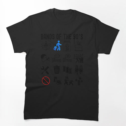 Funny Nerdy More Iconic 90s Alt Rock Band Icons Black Text Shirt