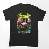 Green Yellow Typography Death Metal Silhouette Shirt
