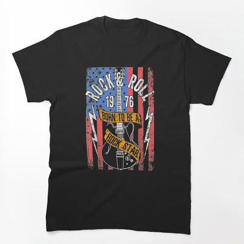 Vintage Retro Style 1976 Guitarist Rock Roll Music Guitar Shirt