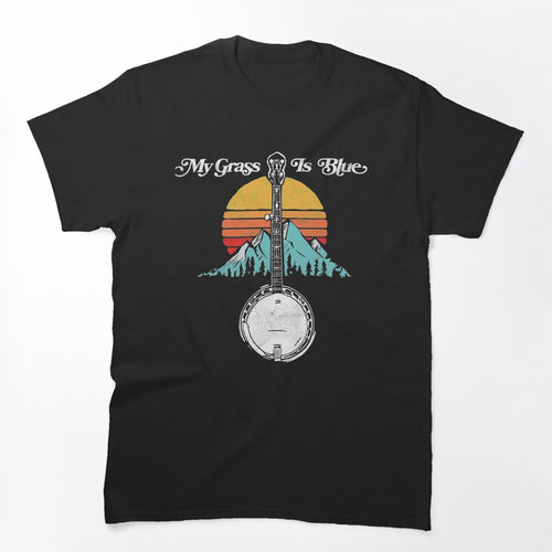 My Grass Is Blue Retro Rocky Mountain Banjo Shirt