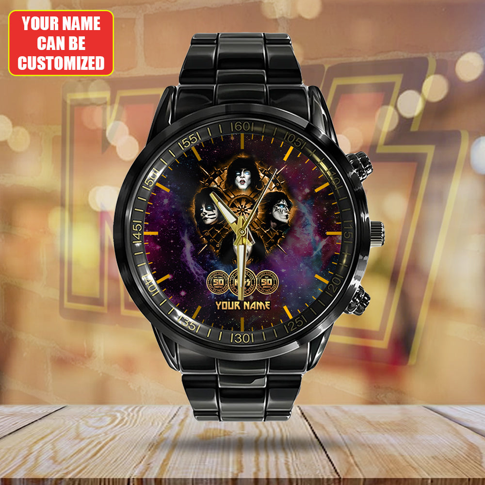 Personalized KISS Black Stainless Steel Watch – HUANNM 4877