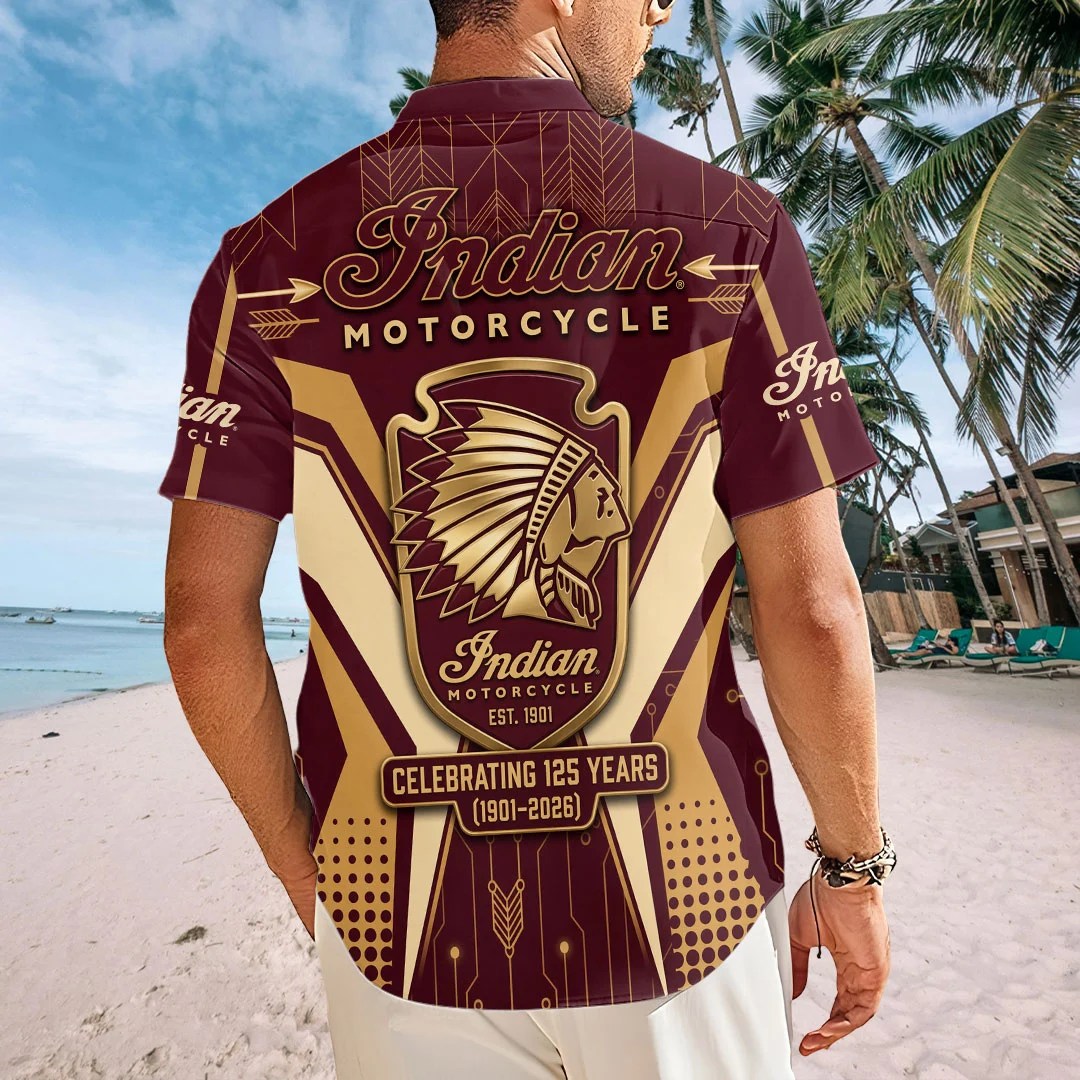 Indian Motorcycle 125th Anniversary Short Sleeve Button-Down Shirt – TMTHU8592