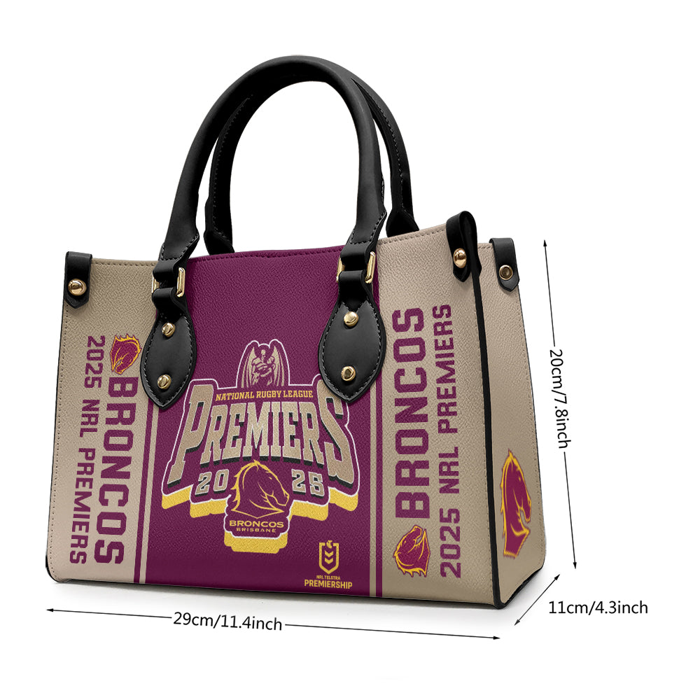 Brisbane Broncos 2025 Premiers Leather HandBag – MAITM13337