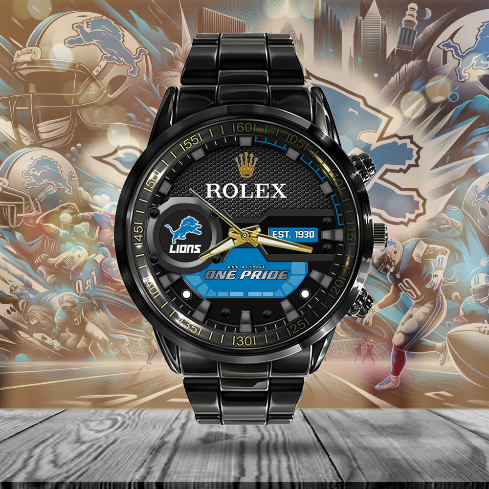 Detroit Lions x Rolex Black Stainless Steel Watch – MAITM7435