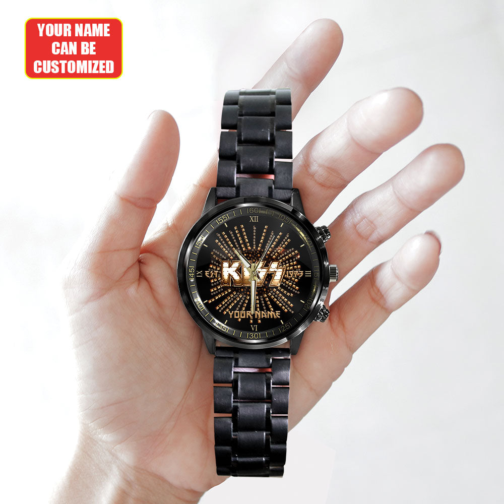 Personalized KISS Black Stainless Steel Watch – HUANNM 4879