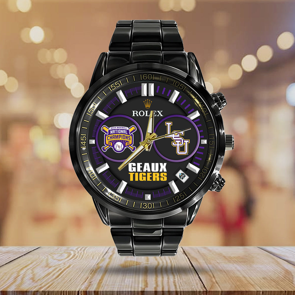 LSU Tigers Baseball 2025 National Champions x Rolex Black Stainless Steel Watch – MAITM 11846