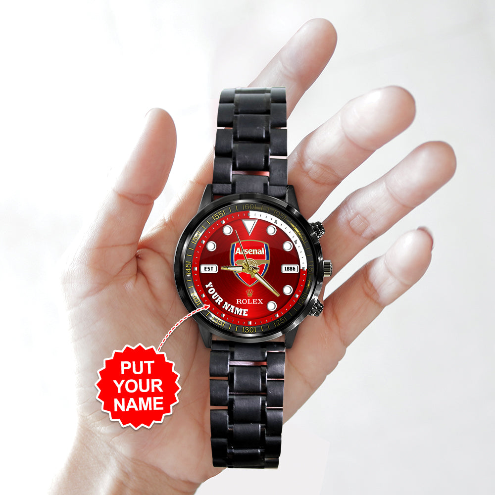 Personalized Arsenal FC x Rolex Black Stainless Steel Watch – MAITM8425