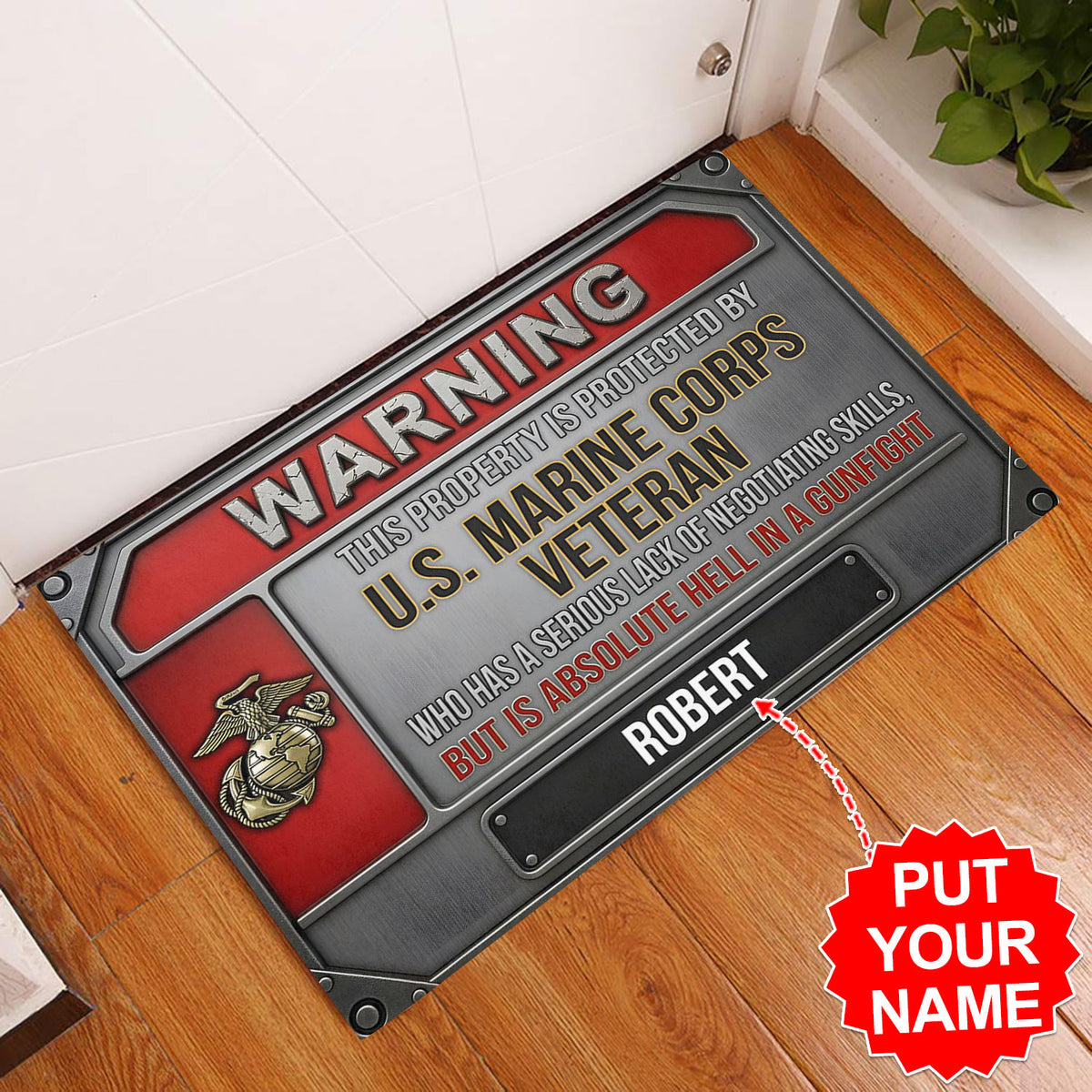Personalized US Marine Corps 250th Anniversary Custom Doormat – MAITM12904
