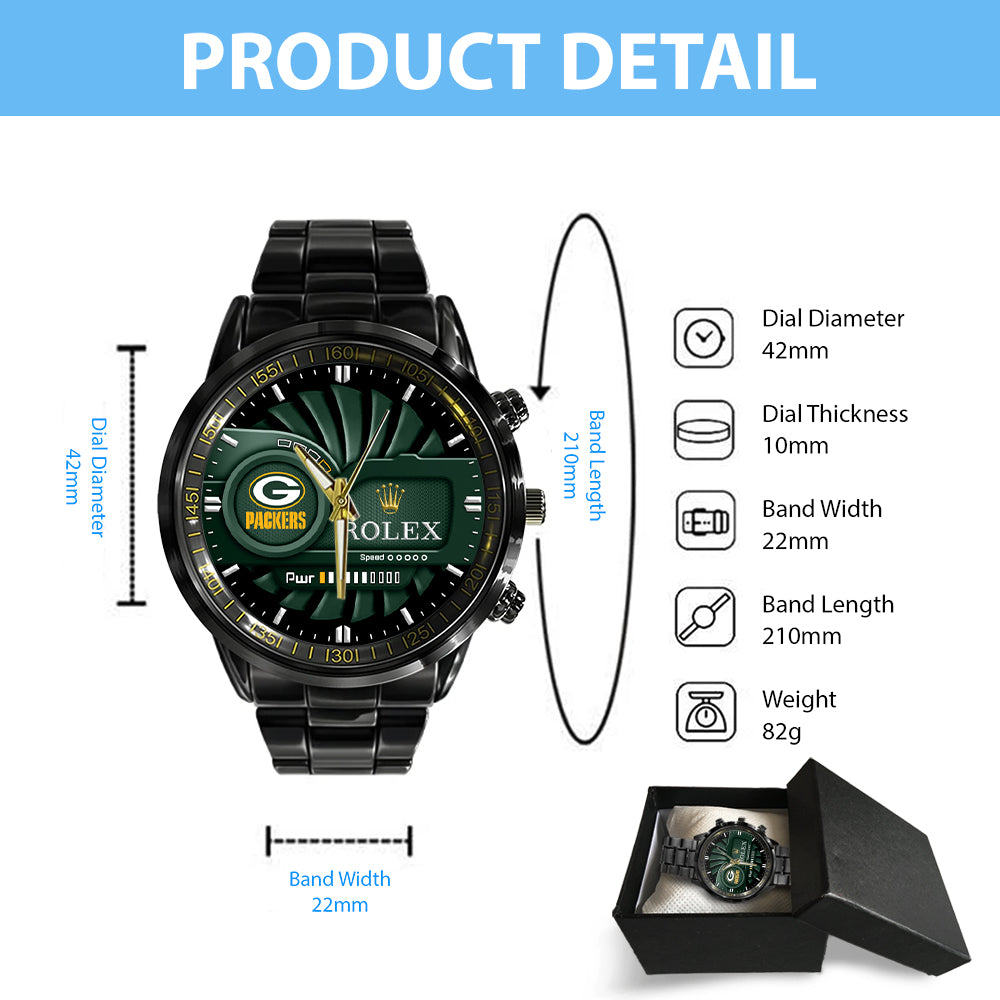 Green Bay Packers x Rolex Black Stainless Steel Watch – MAITM7526