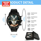 Personalized KISS Black Stainless Steel Watch – HUANNM 4878