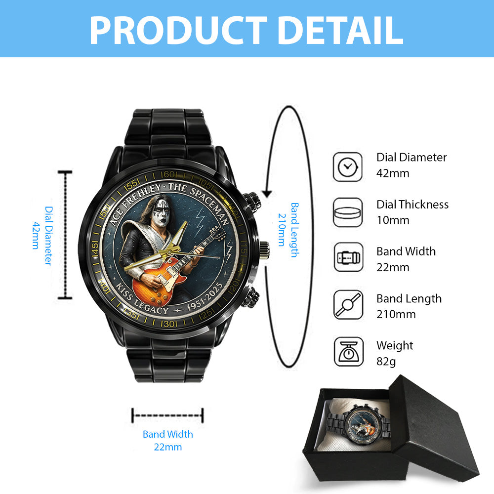 KISS x Ace Frehley Black Stainless Steel Watch – MAITM13468
