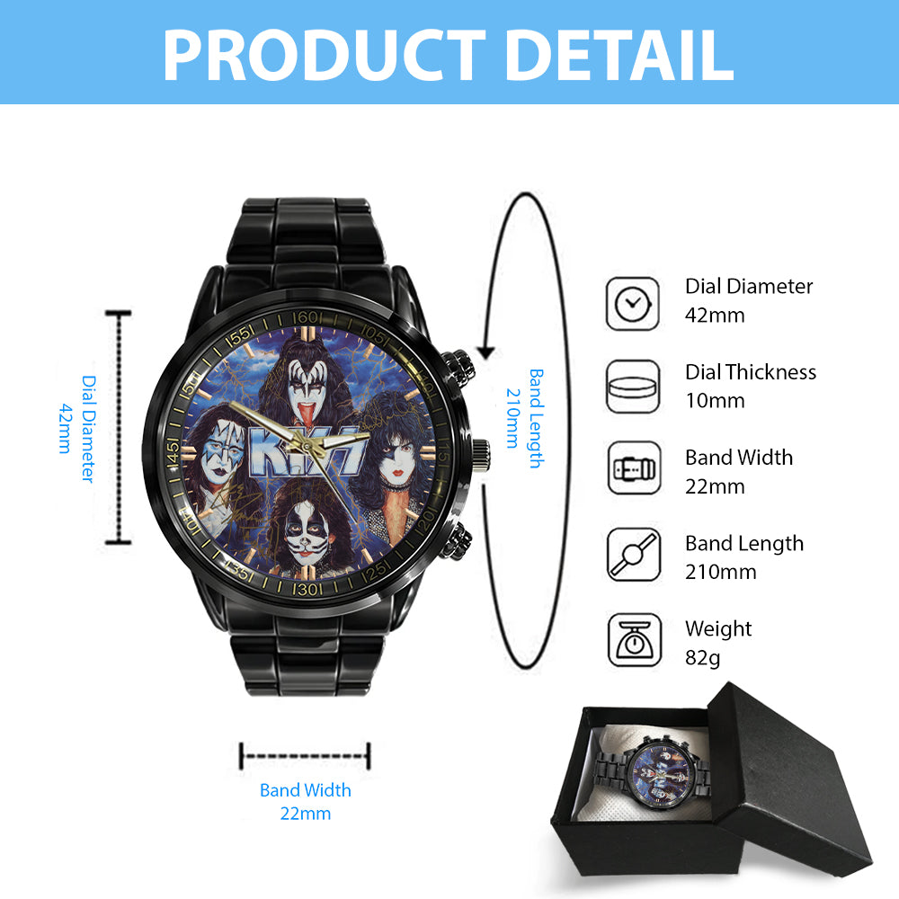 KISS Black Stainless Steel Watch – MAITM 7067