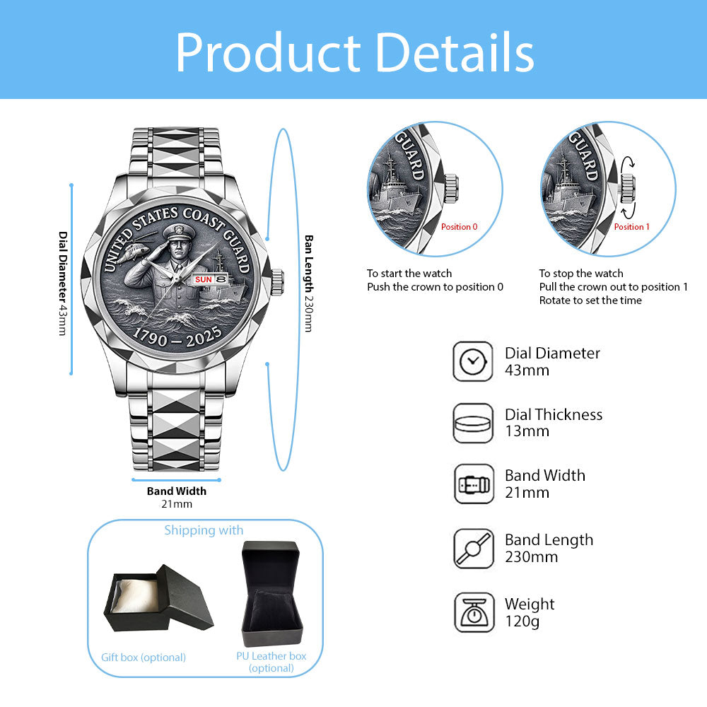 US Coast Guard 2025 Anniversary Alloy Luxury Quartz Watch – MAITM12902