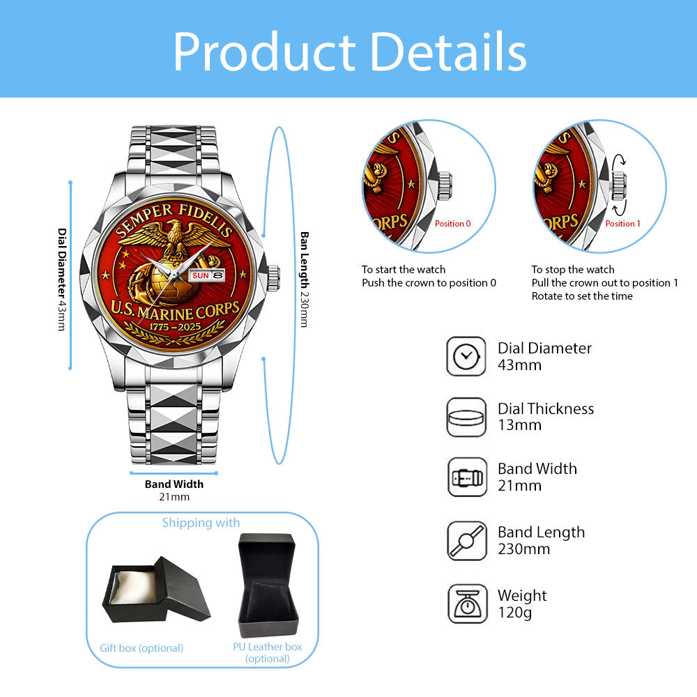 US Marine Corps Alloy Luxury Quartz Watch – MAITM 12532