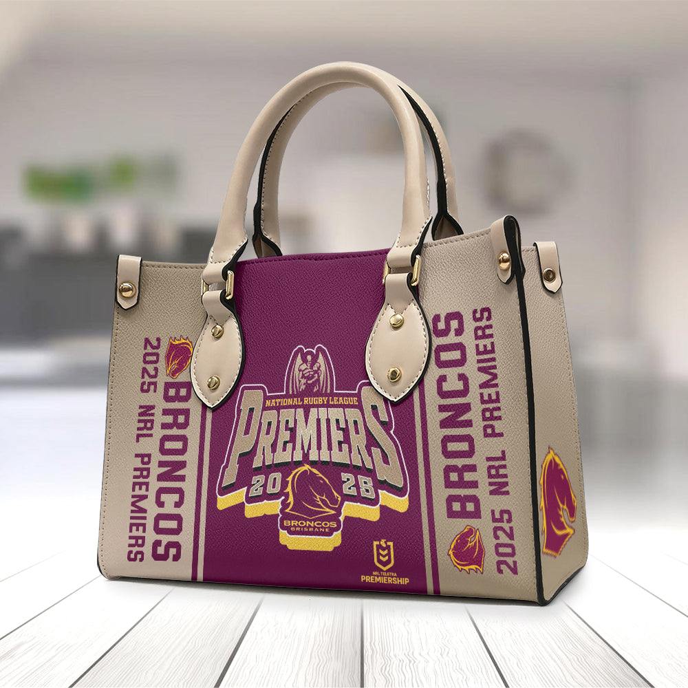 Brisbane Broncos 2025 Premiers Leather HandBag – MAITM13337