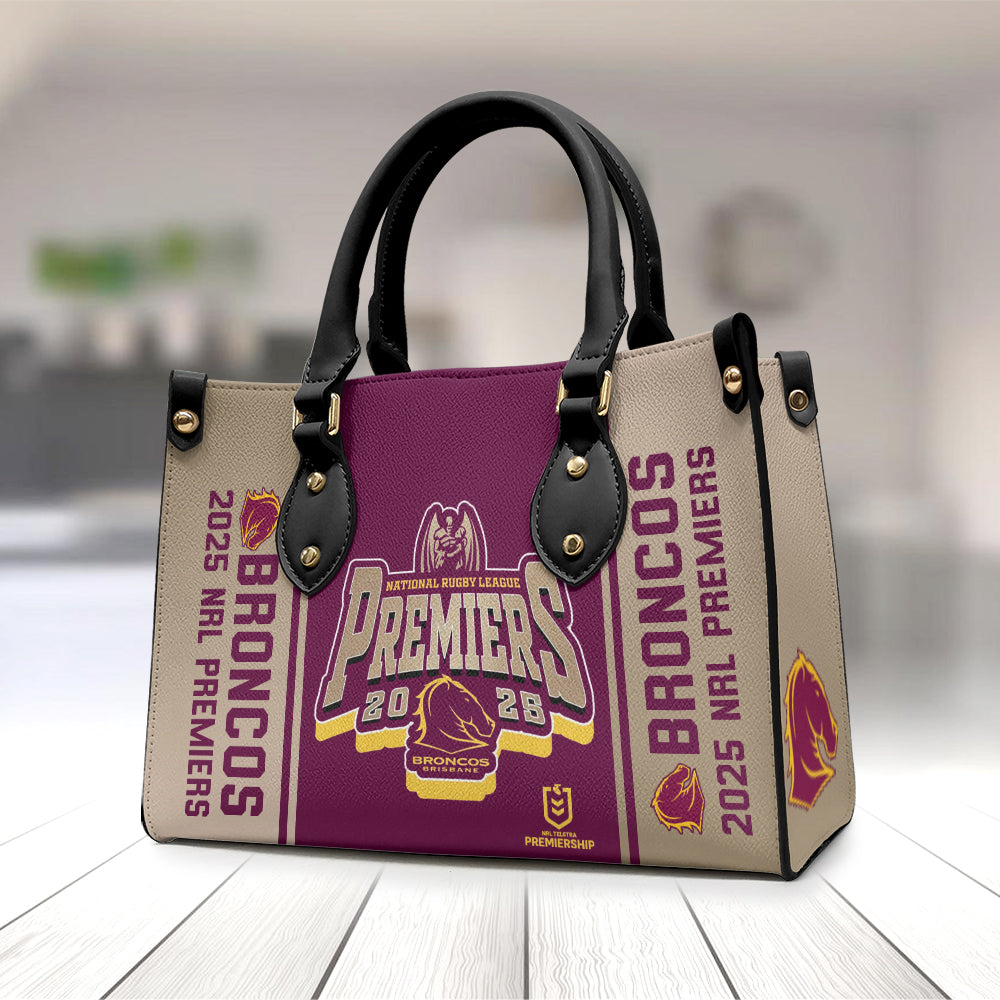 Brisbane Broncos 2025 Premiers Leather HandBag – MAITM13337