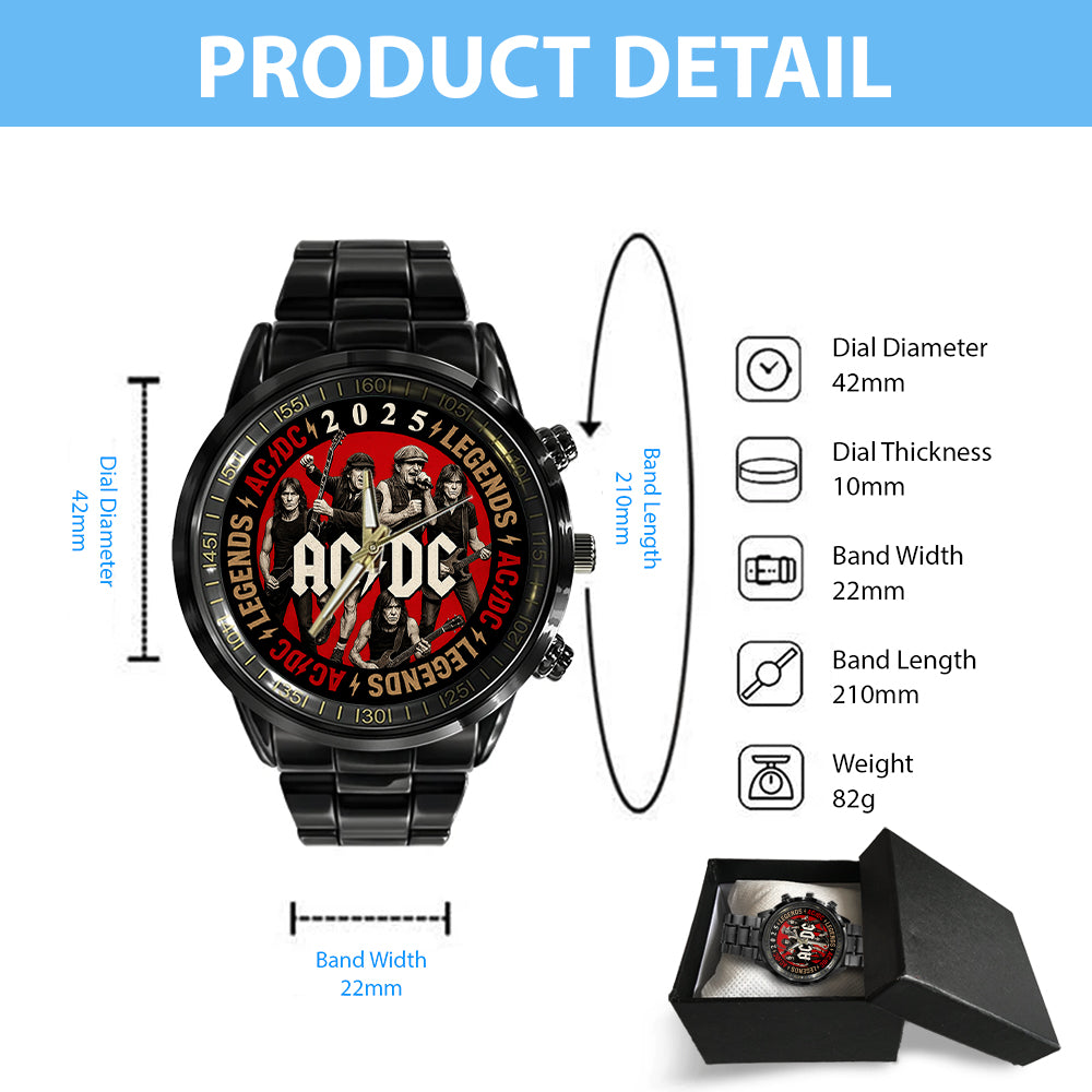 AC/DC Black Stainless Steel Watch – GNE NEW274