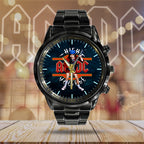 AC/DC Black Stainless Steel Watch – HUANNM 5298