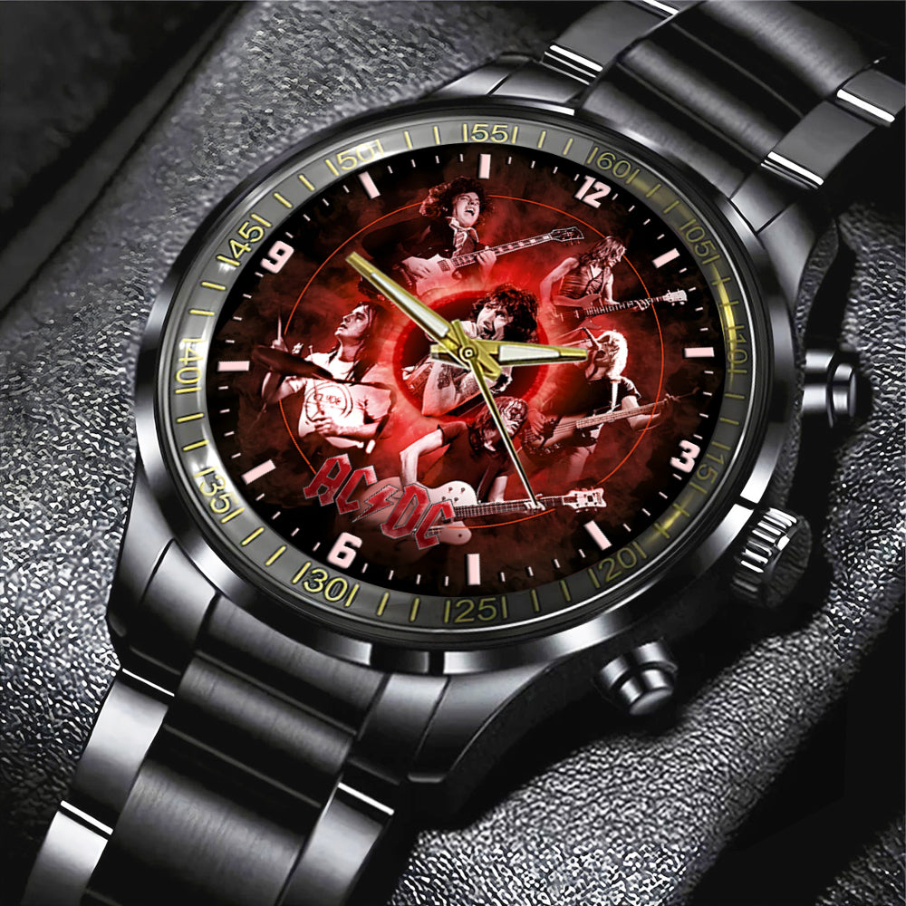 AC/DC Black Stainless Steel Watch – MAITM 7898