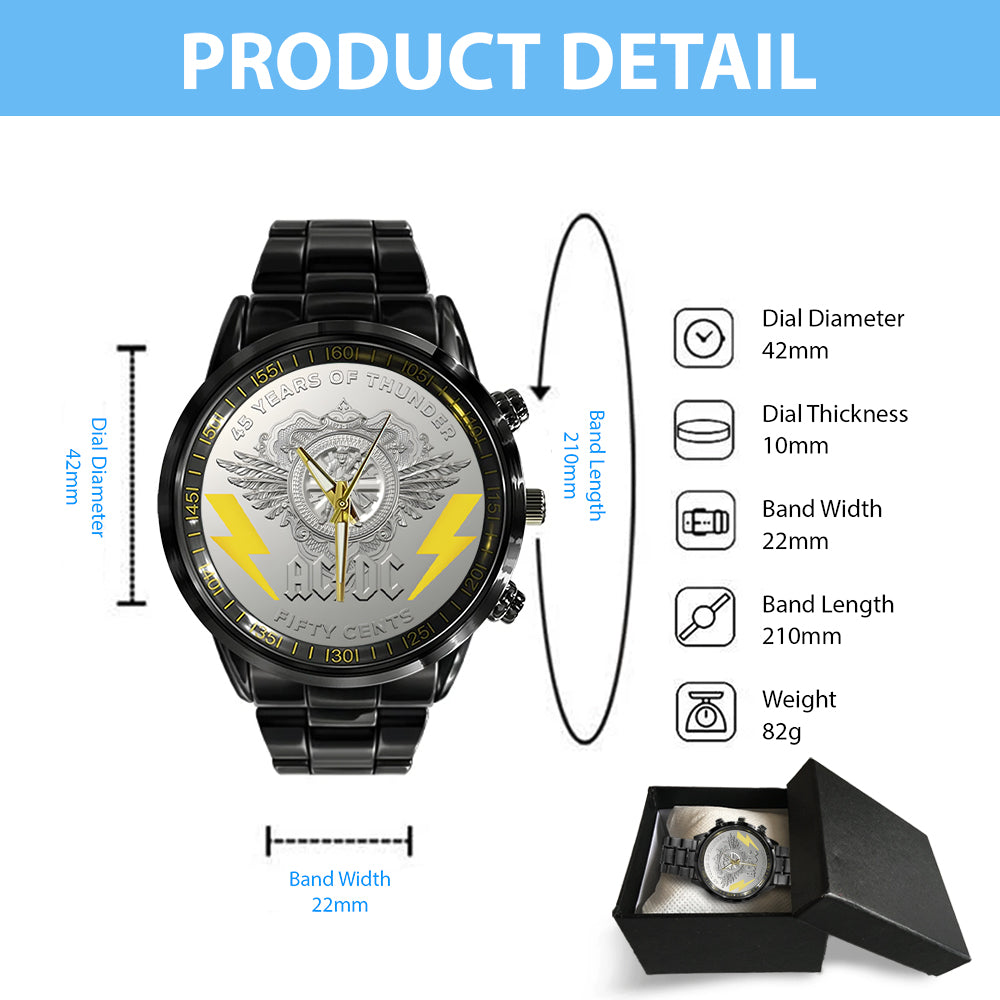 AC/DC Black Stainless Steel Watch – TANTN 8759