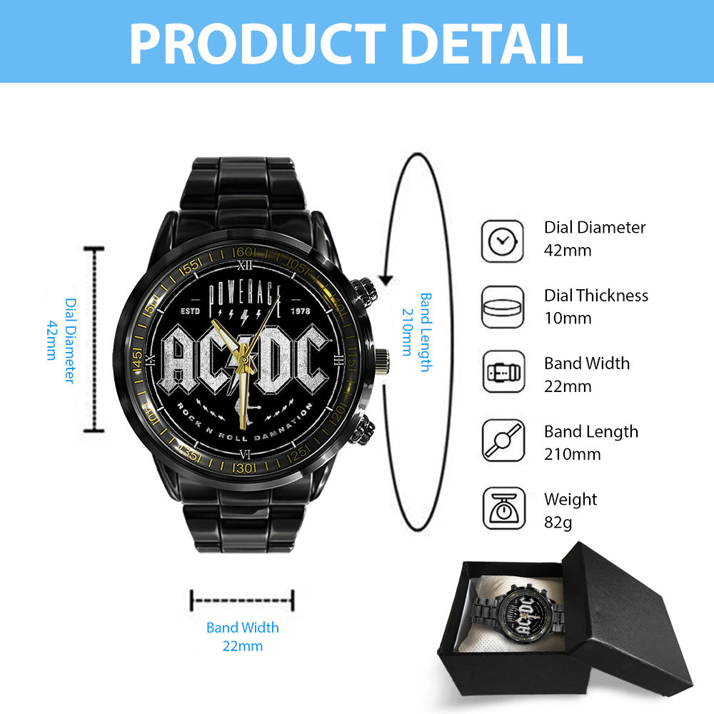 AC/DC Black Stainless Steel Watch – GNE 1232