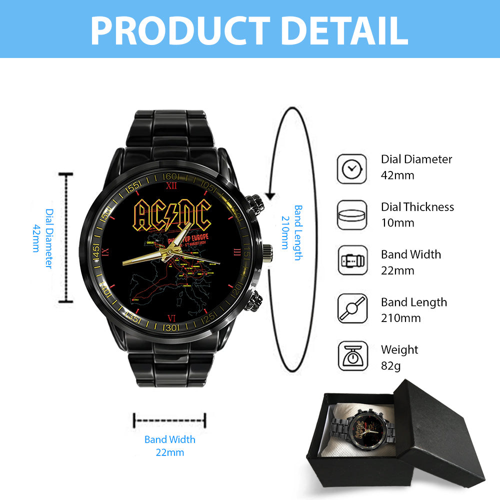 AC/DC Black Stainless Steel Watch – TANTN 8207