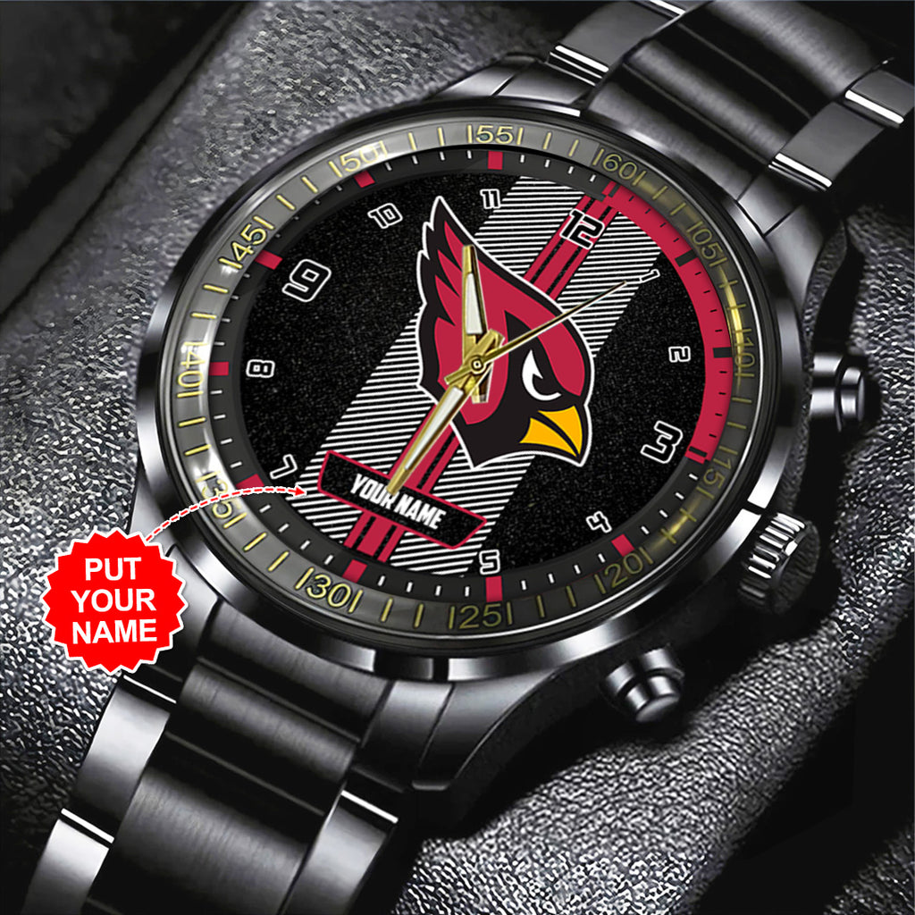 Personalized Arizona Cardinals Black Stainless Steel Watch – TANTN16003