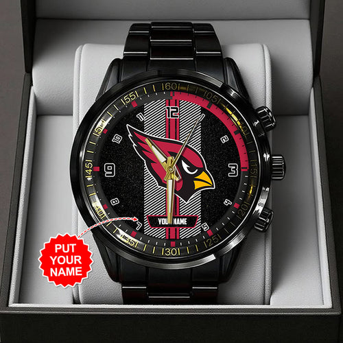 Personalized Arizona Cardinals Black Stainless Steel Watch – TANTN16003