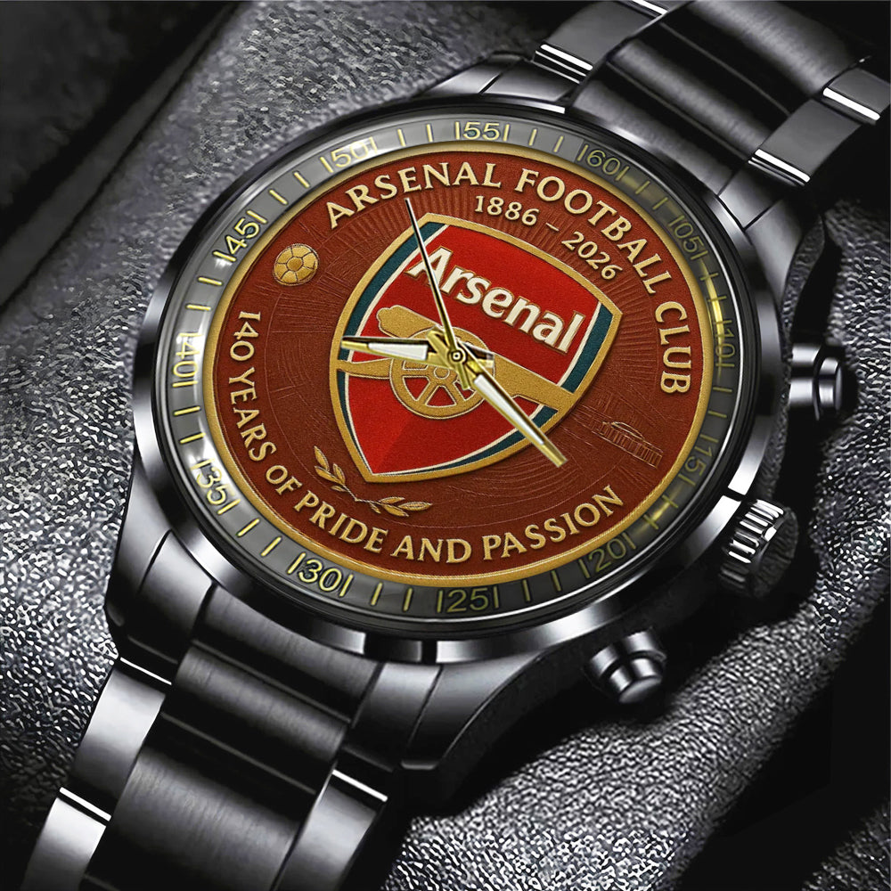 Arsenal FC 140 Years Black Stainless Steel Watch – MAITM13591